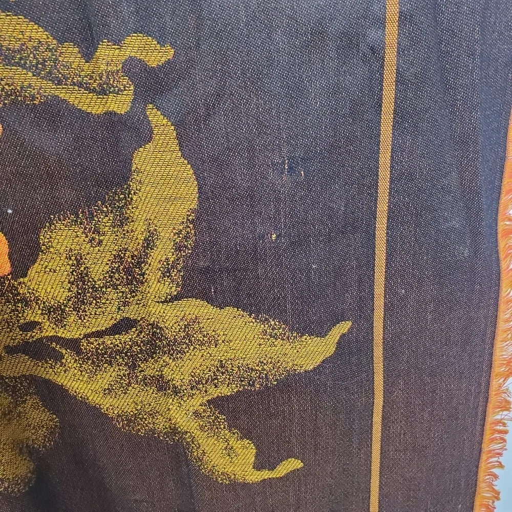 Gloria Vanderbilt Orange and Black Women's Scarf. Floral Design. 50x50. L0138